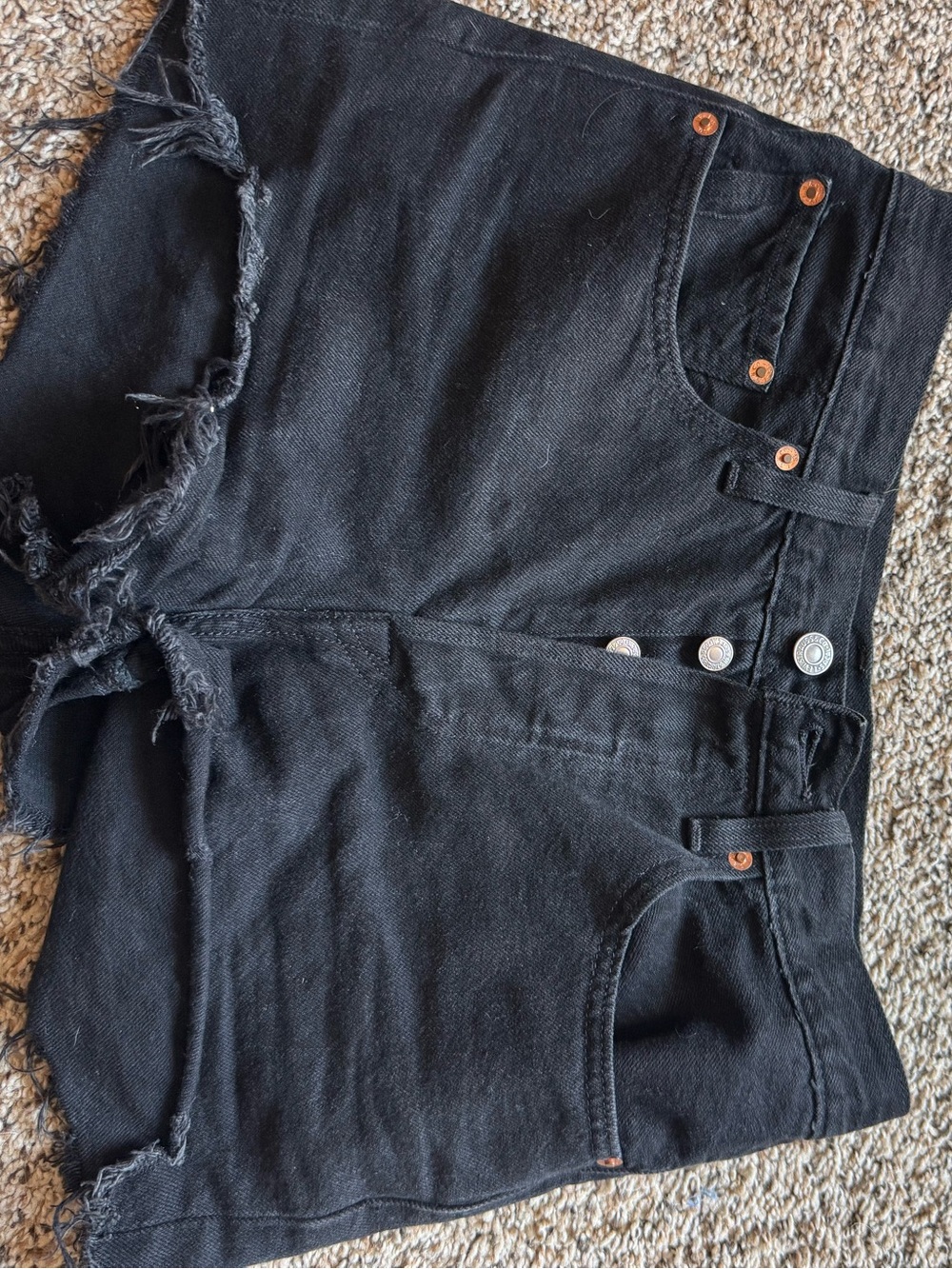 Levi's Black Distressed High-Rise Jean Shorts